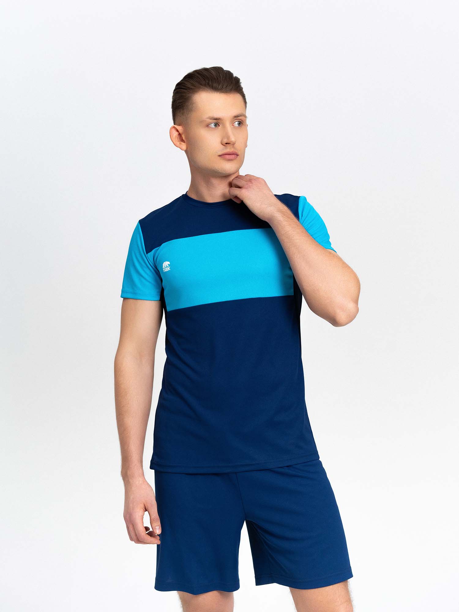 Форма футбольная TREK BASIC II мужская с О-образным воротом, темно-синий/синий
